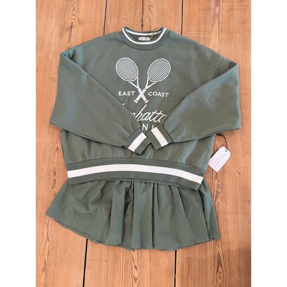 NWT Manhattan Tennis Better Together Green Sweatshirt Skirt Set XS - Picture 1 of 11
